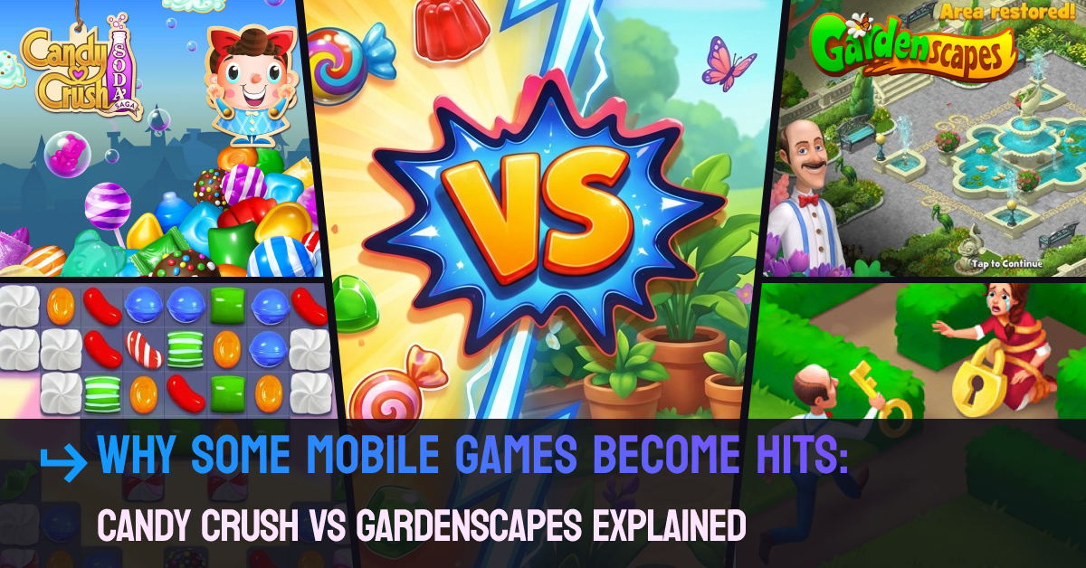 Por que alguns jogos para celular se tornam sucessos: Candy Crush vs. Gardenscapes explicados